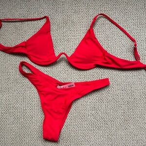 SHEIN Red Bikini Set Minimalist Swimwear